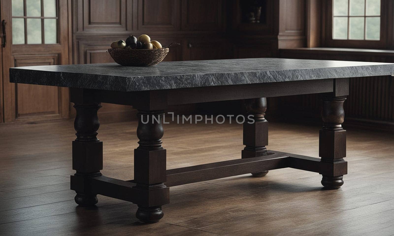 Professional design background with expensive black granite. Dark stone table by NeuroSky