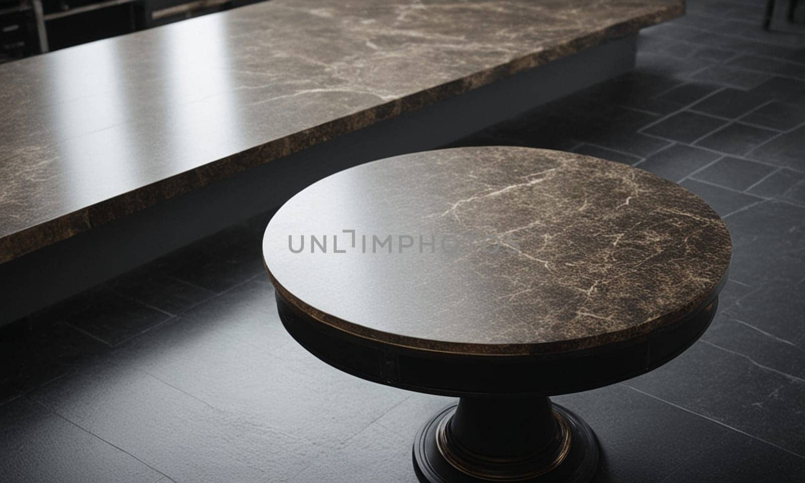 Professional design background with expensive black granite. Dark stone table by NeuroSky