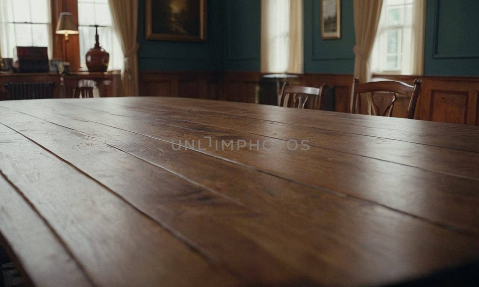 Professional design background with expensive wood. Dark wood table. High quality illustration