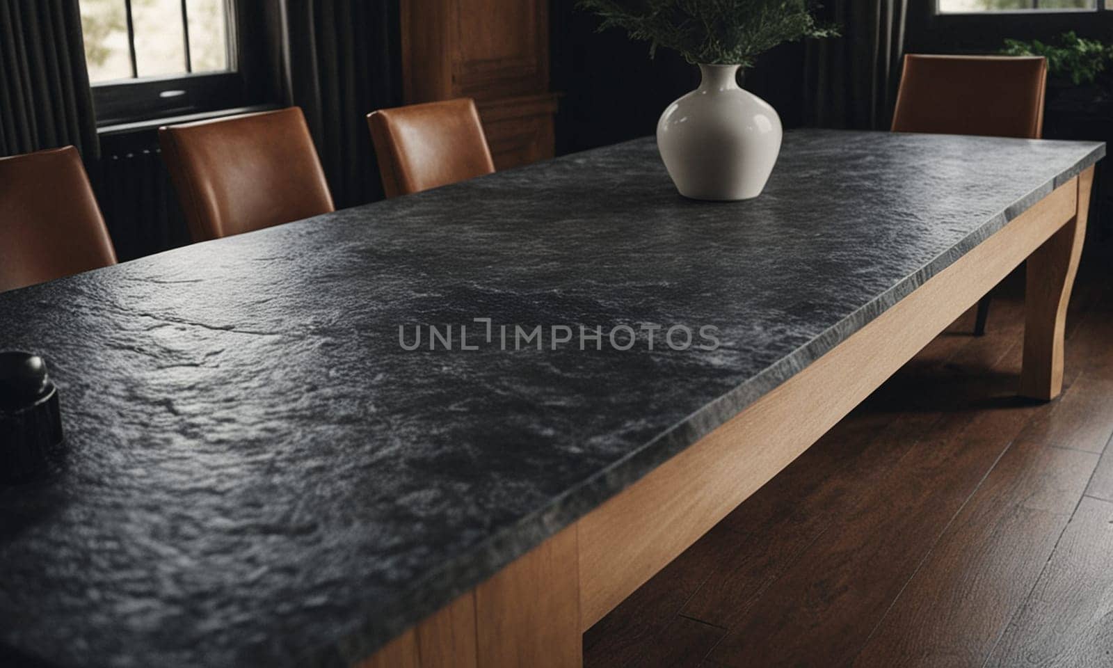 Professional design background with expensive black granite. Dark stone table by NeuroSky