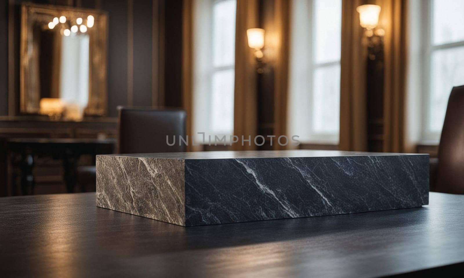 Professional design background with expensive black granite. Dark stone table by NeuroSky