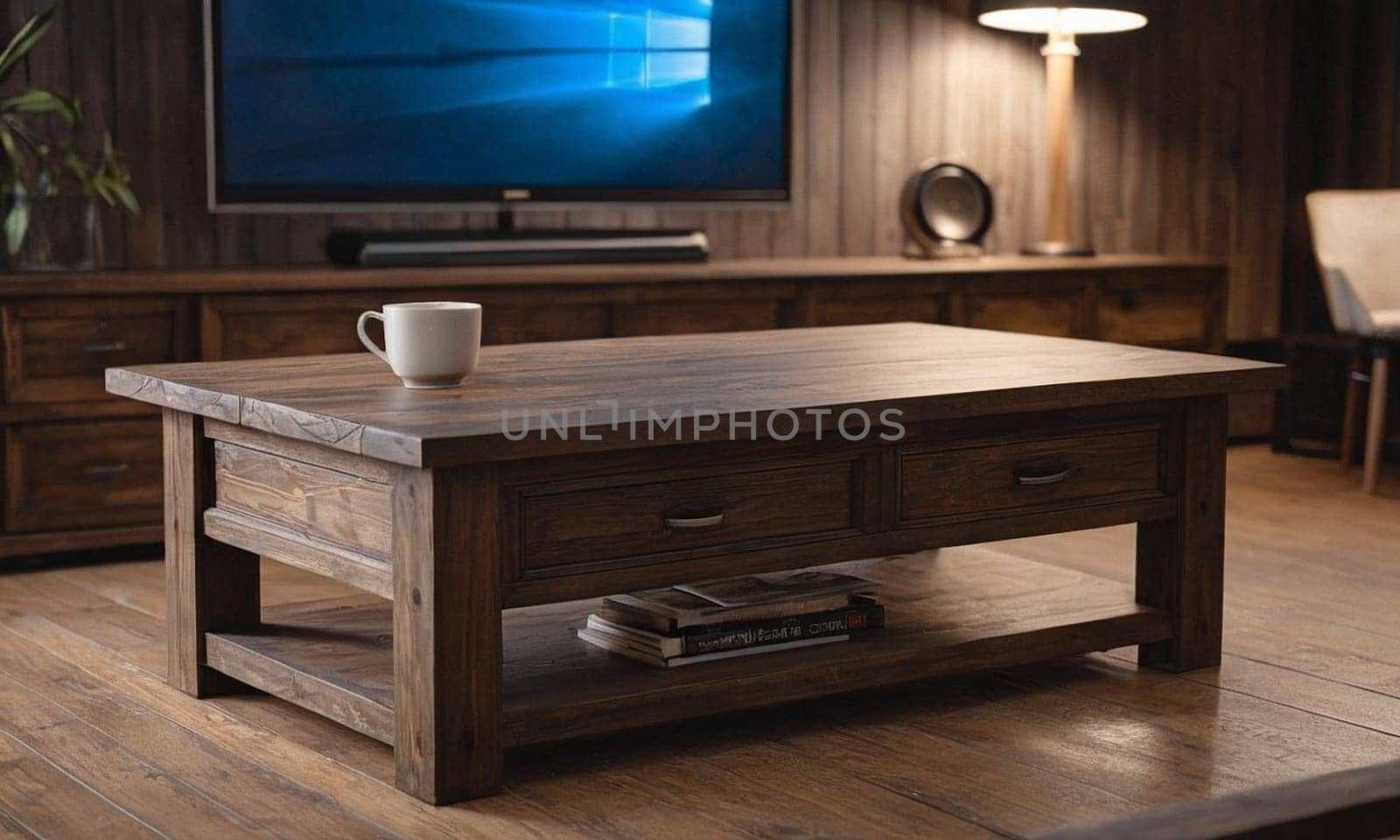 Professional design background with expensive wood. Dark wood table. High quality illustration