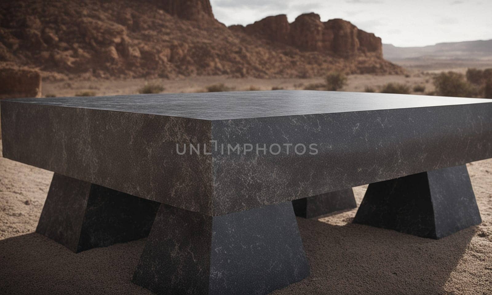 Professional design background with expensive black granite. Dark stone table by NeuroSky