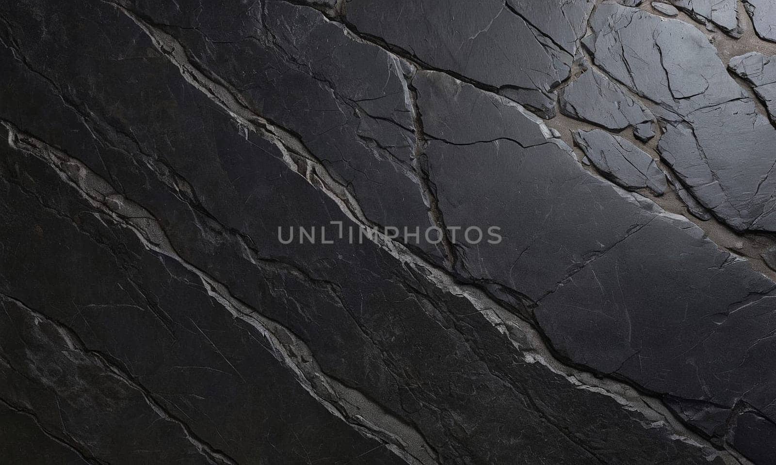 Professional design background with expensive black granite. Dark stone table with elements. High quality illustration