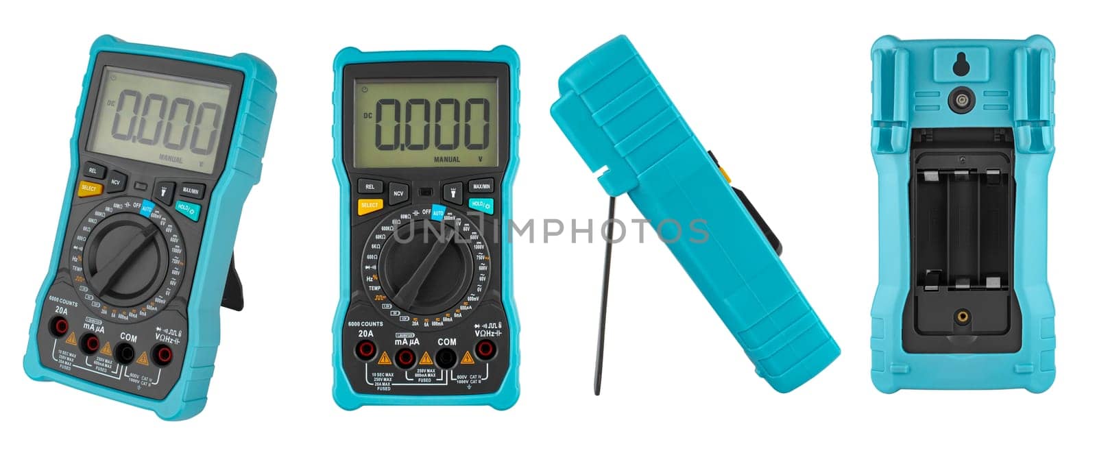 Multimeters, measuring instrument on white background in insulation