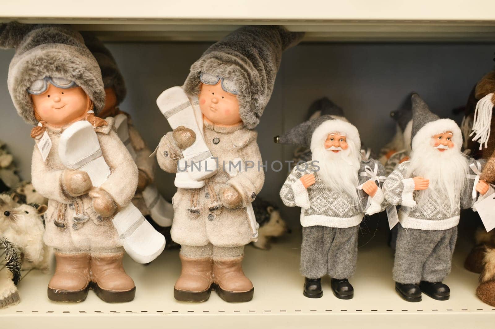 Ceramic figurines christmas toys sold in the store