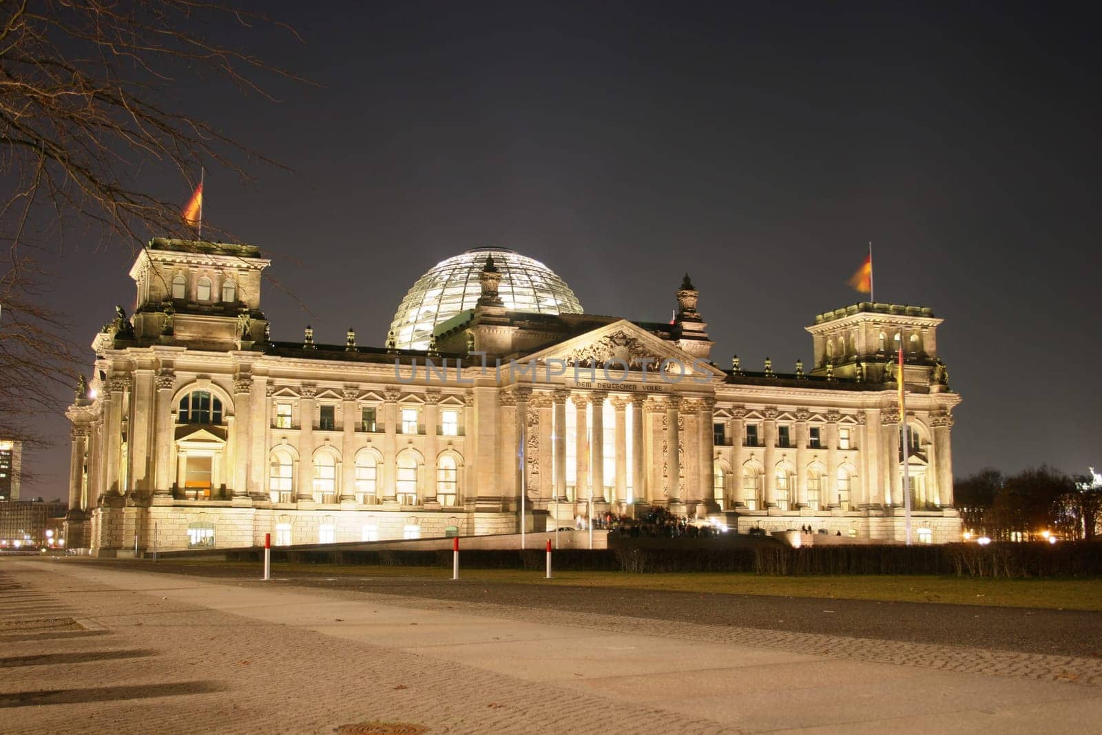 Illuminated Reichstag in Berlin
