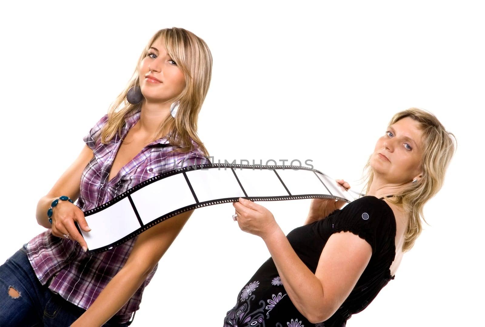 Mother and daughter with film strip