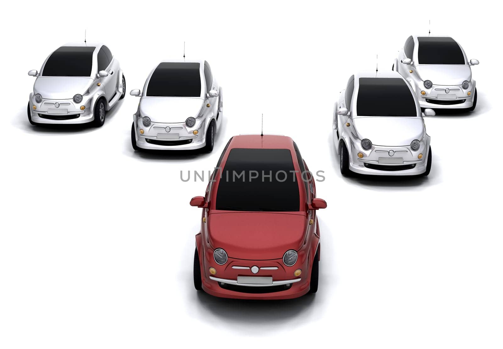 One car leading the way for others