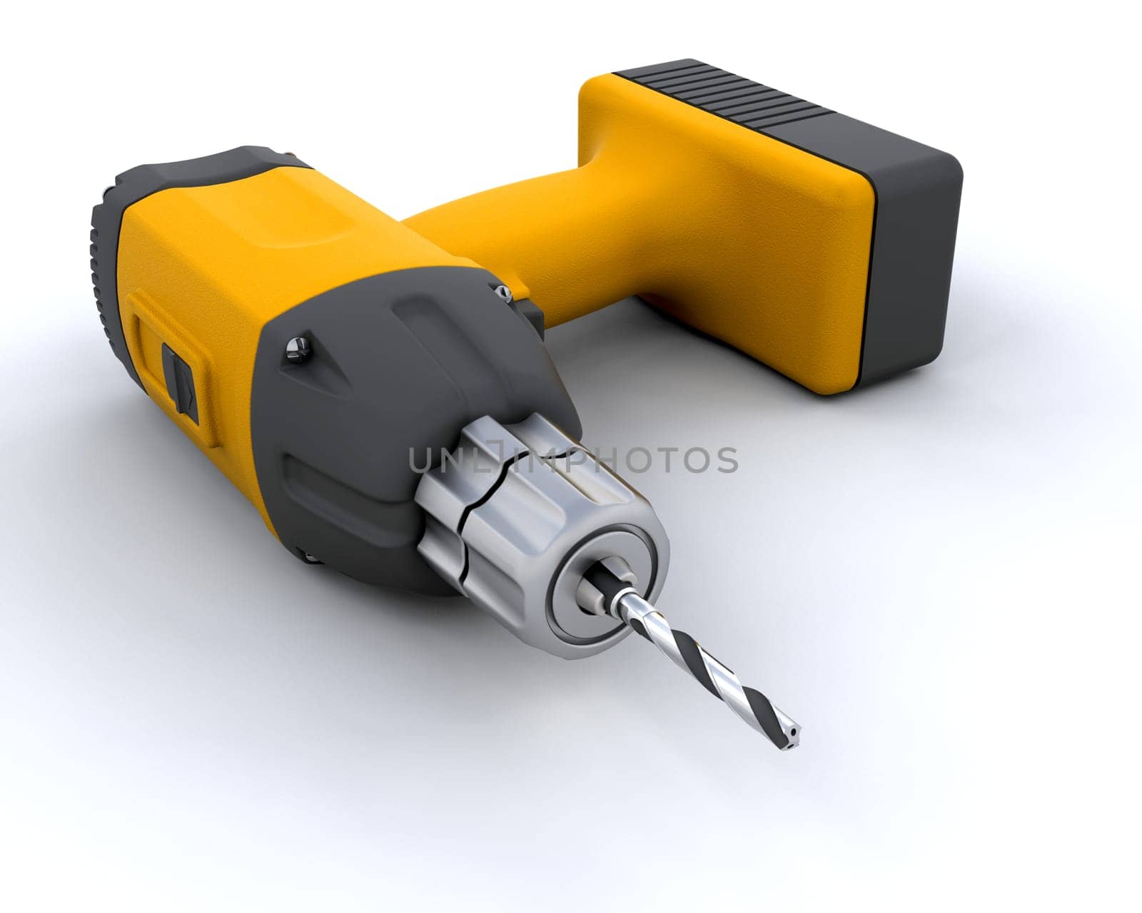 3D render of a power drill