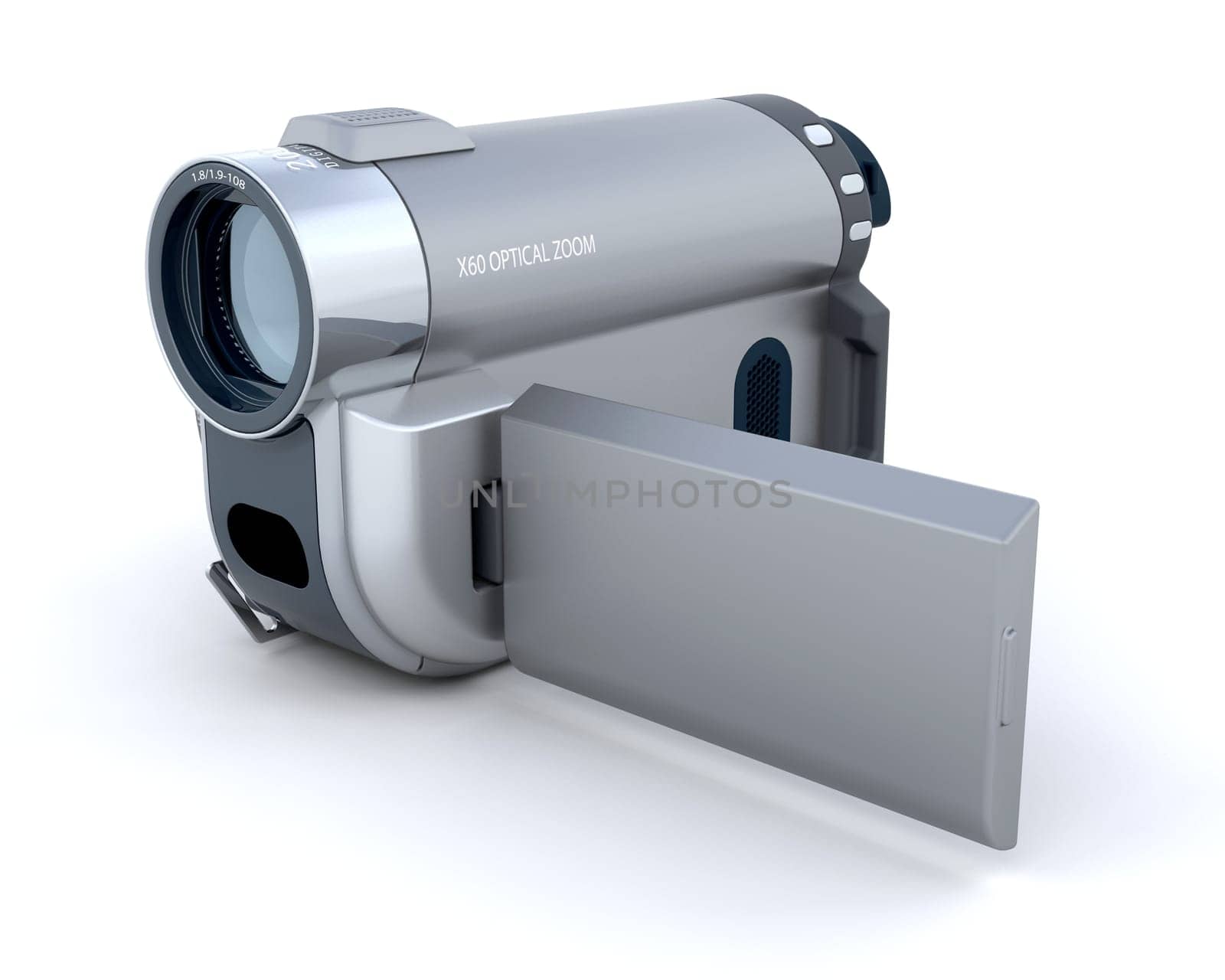 3d render of a consumer compact video camera