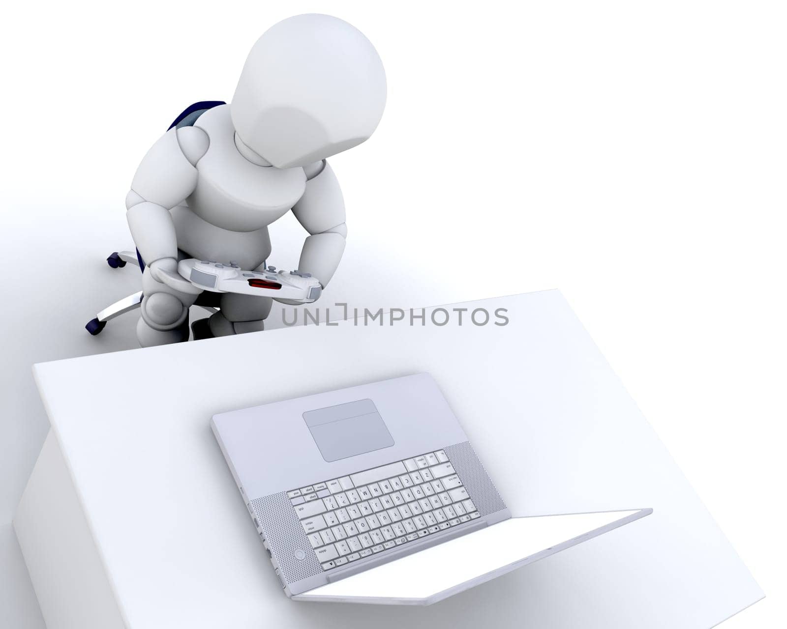 3d render of man playing computer games