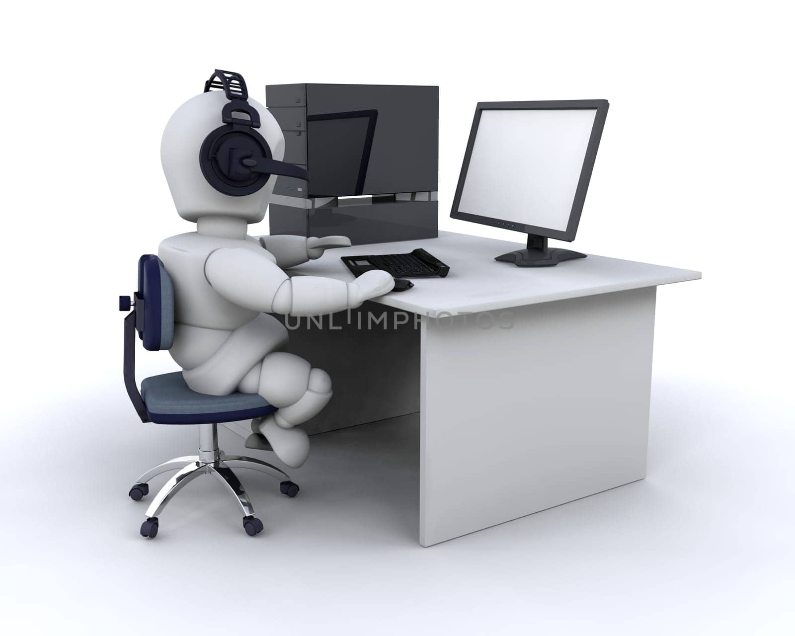 3D render of a man chatting over the internet