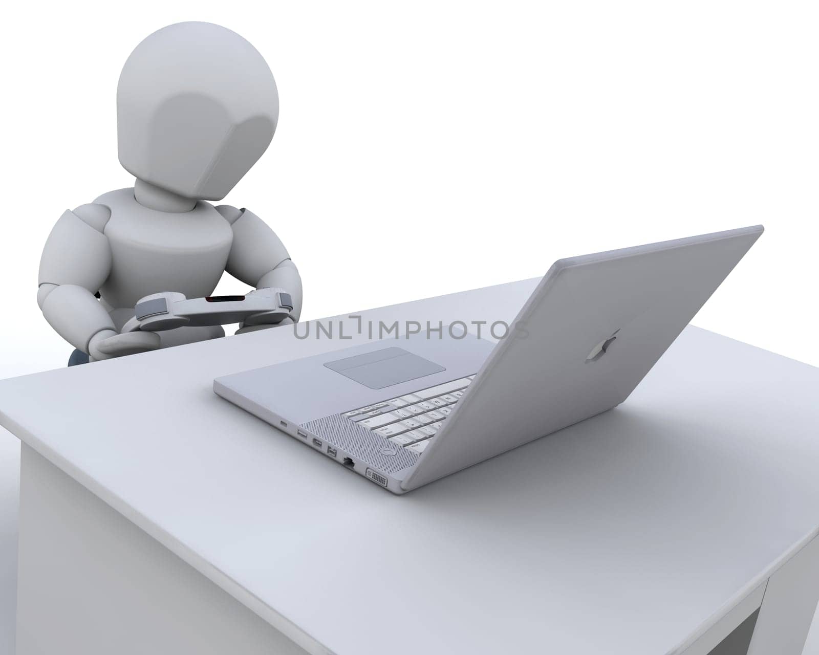 3d render of man playing computer games