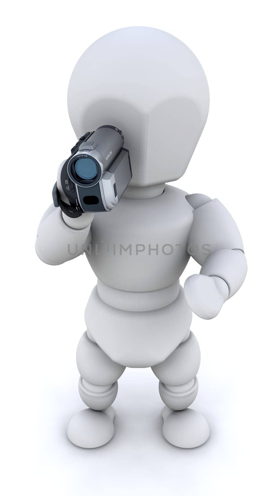 3D fullbody man making a home video, isolated