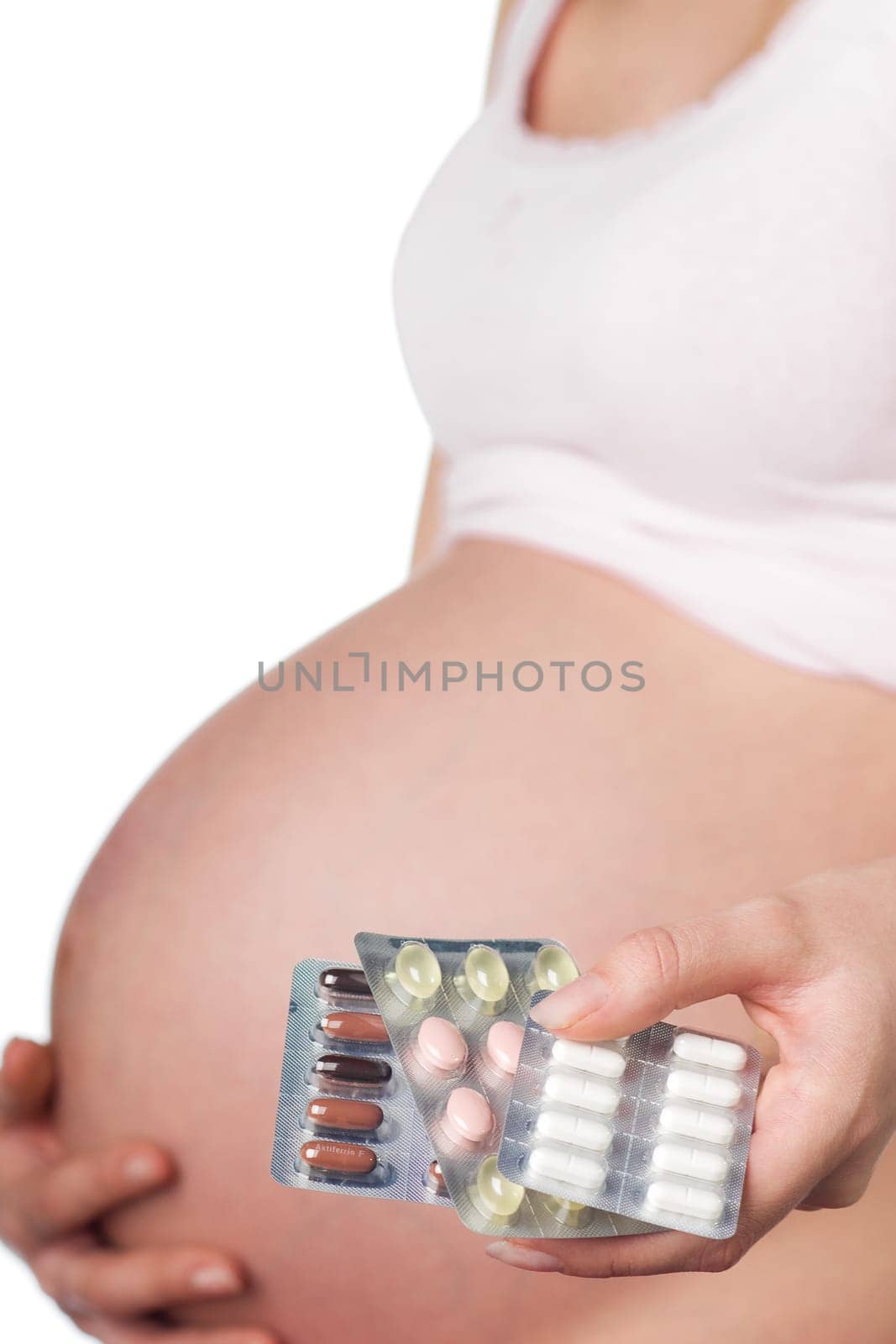 Pregnant girl with medication