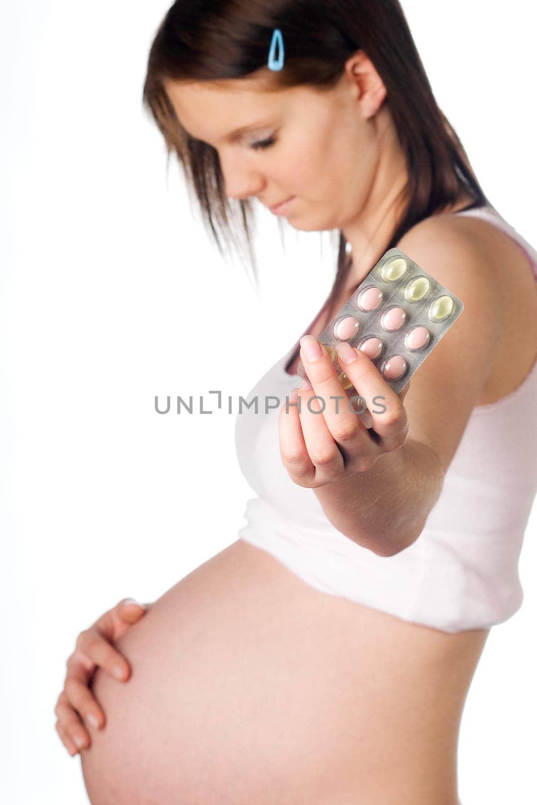 Pregnant girl with medication