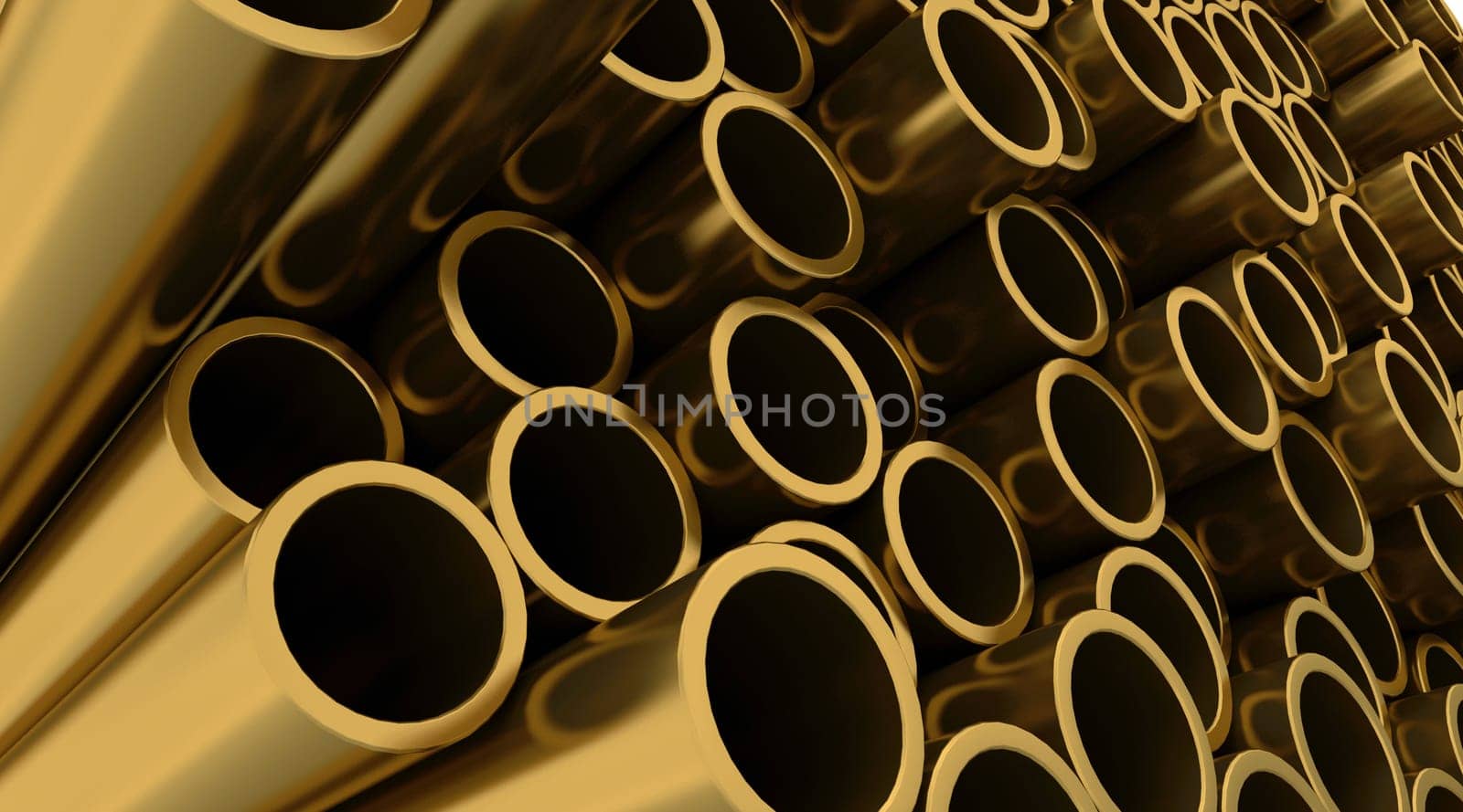 3d render of copper pipes