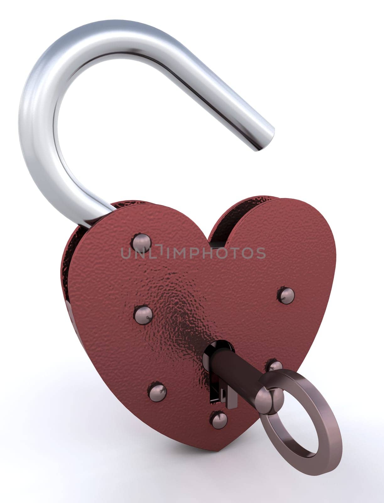 Unlocked heart shaped padlock
