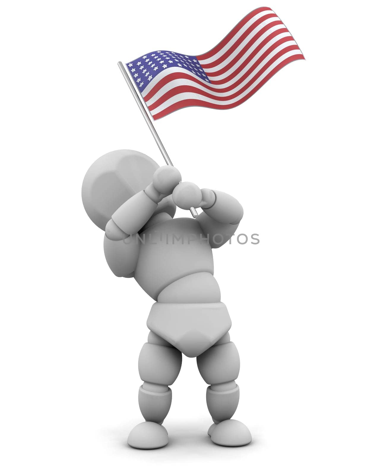 3d render of man with american flag
