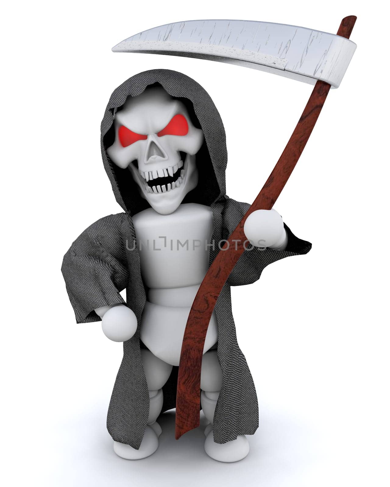 3D render of man in halloween party reaper outfit