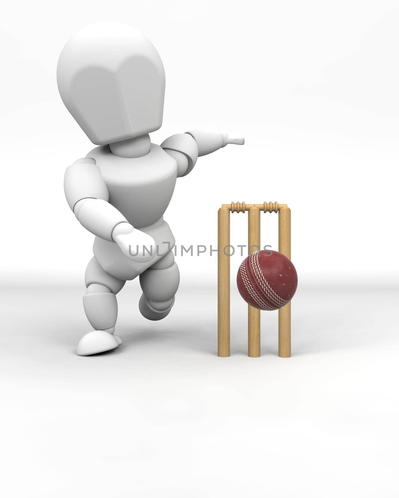 3d render of a man playing cricket