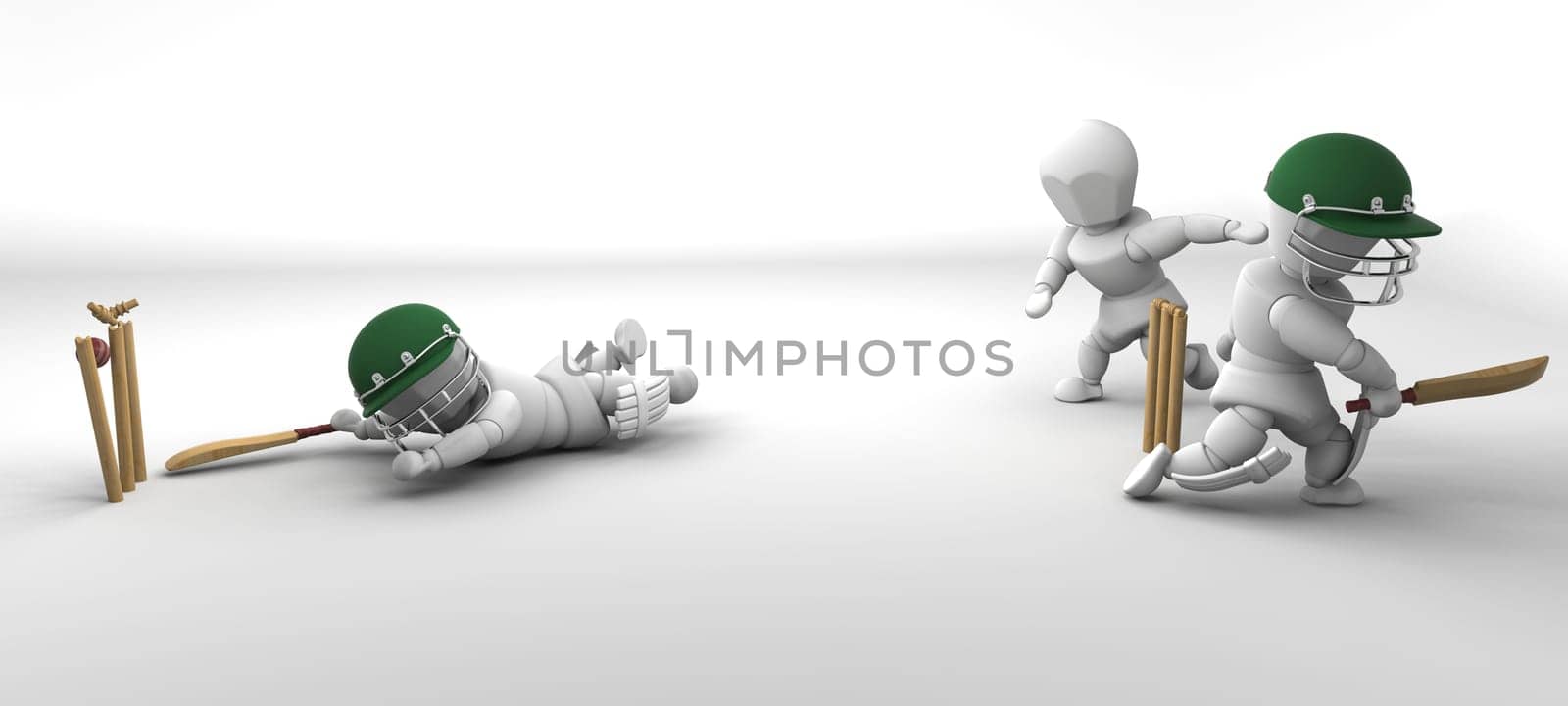 3d render of men playing cricket