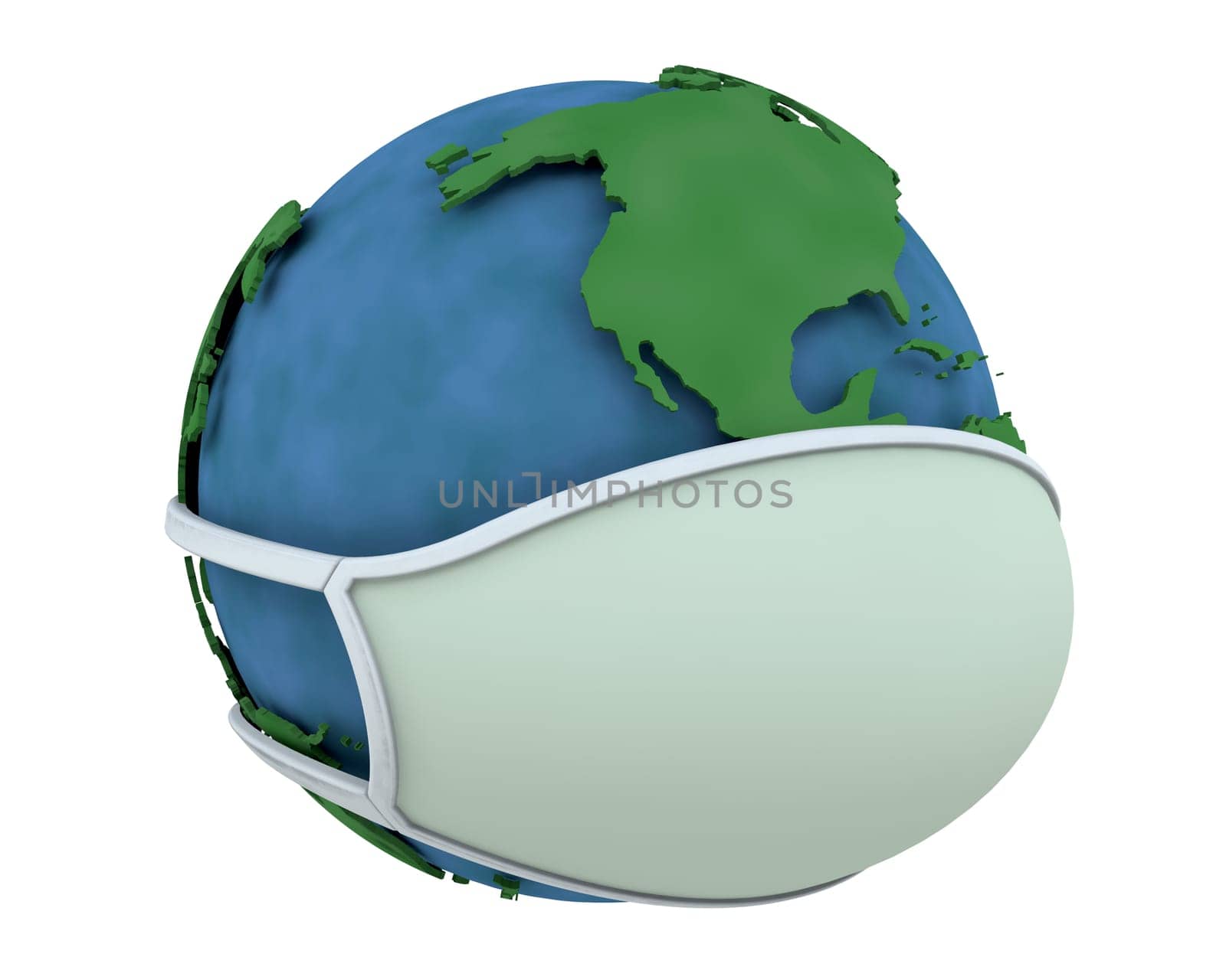 globe in a surgical mask depicting global pandemic