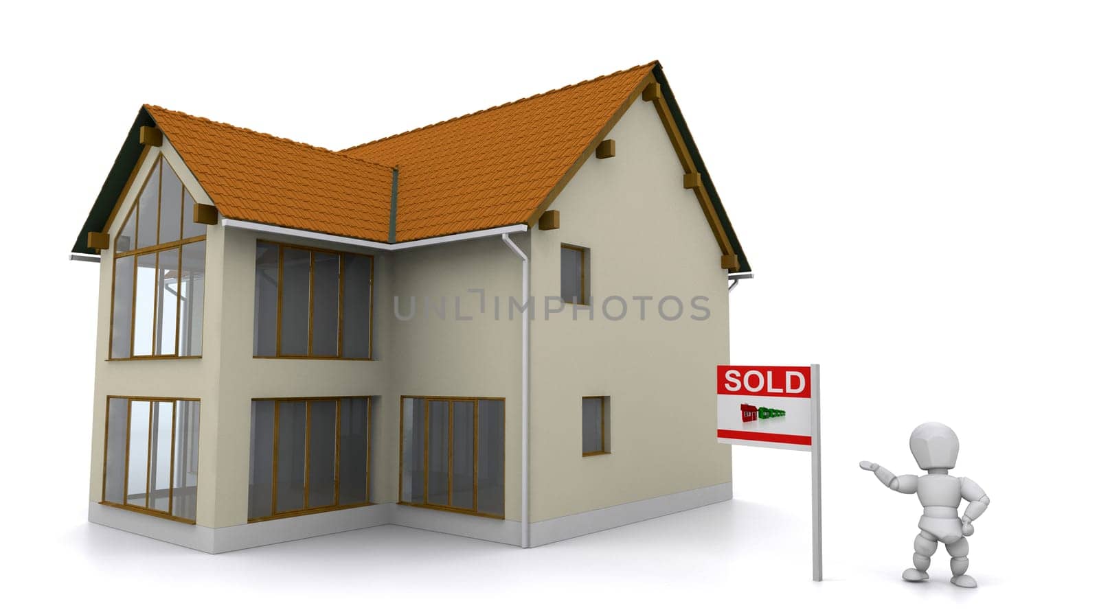 3d render of a realtor showing a property