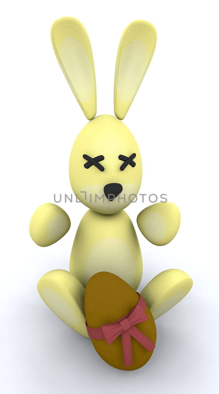 3d render of an easter bunny and chocolate easter egg