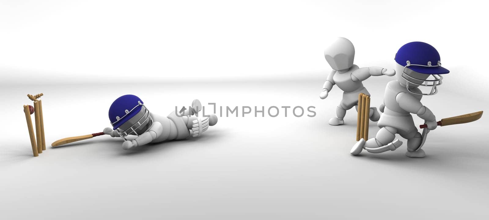 3d render of men playing cricket