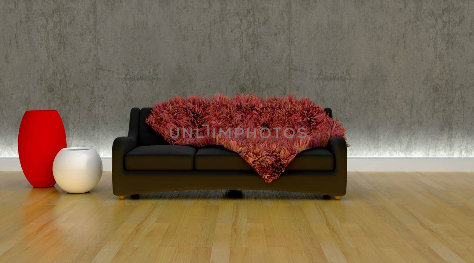 3d render of contemporary sofa in moderen setting