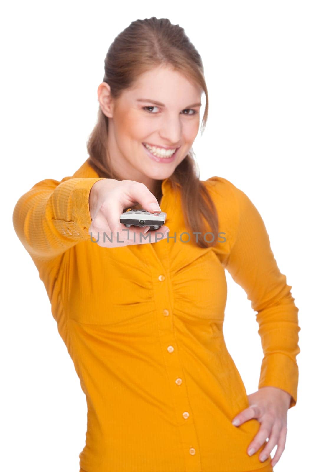 Woman with remote control