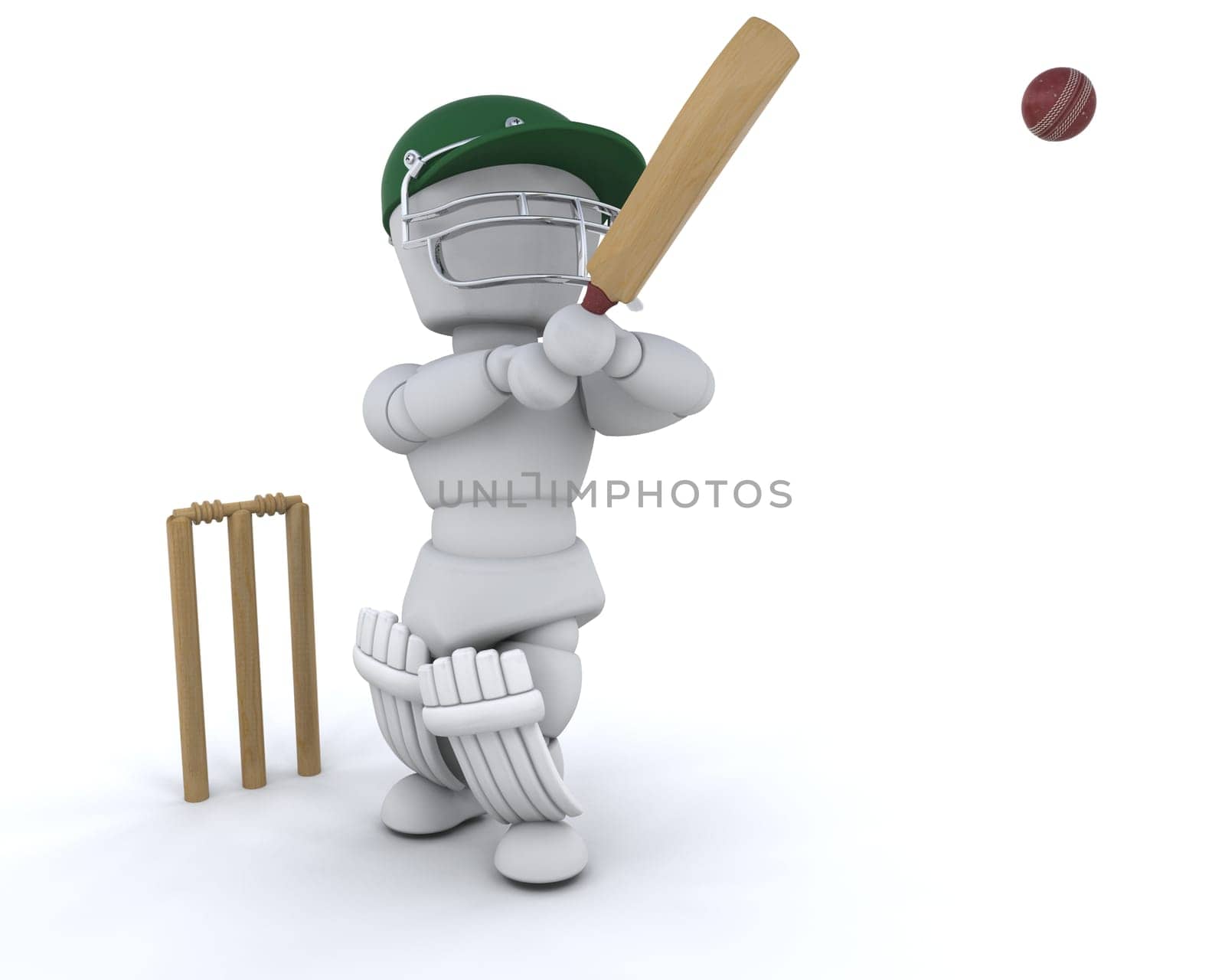 3d render of a man playing cricket