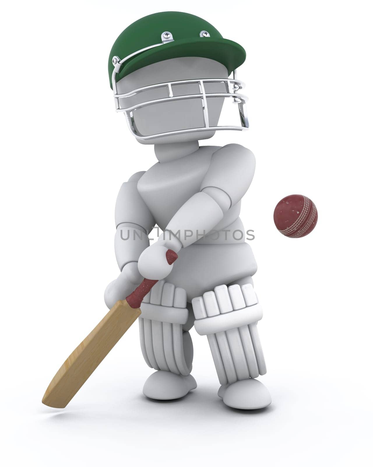 3d render of a man playing cricket