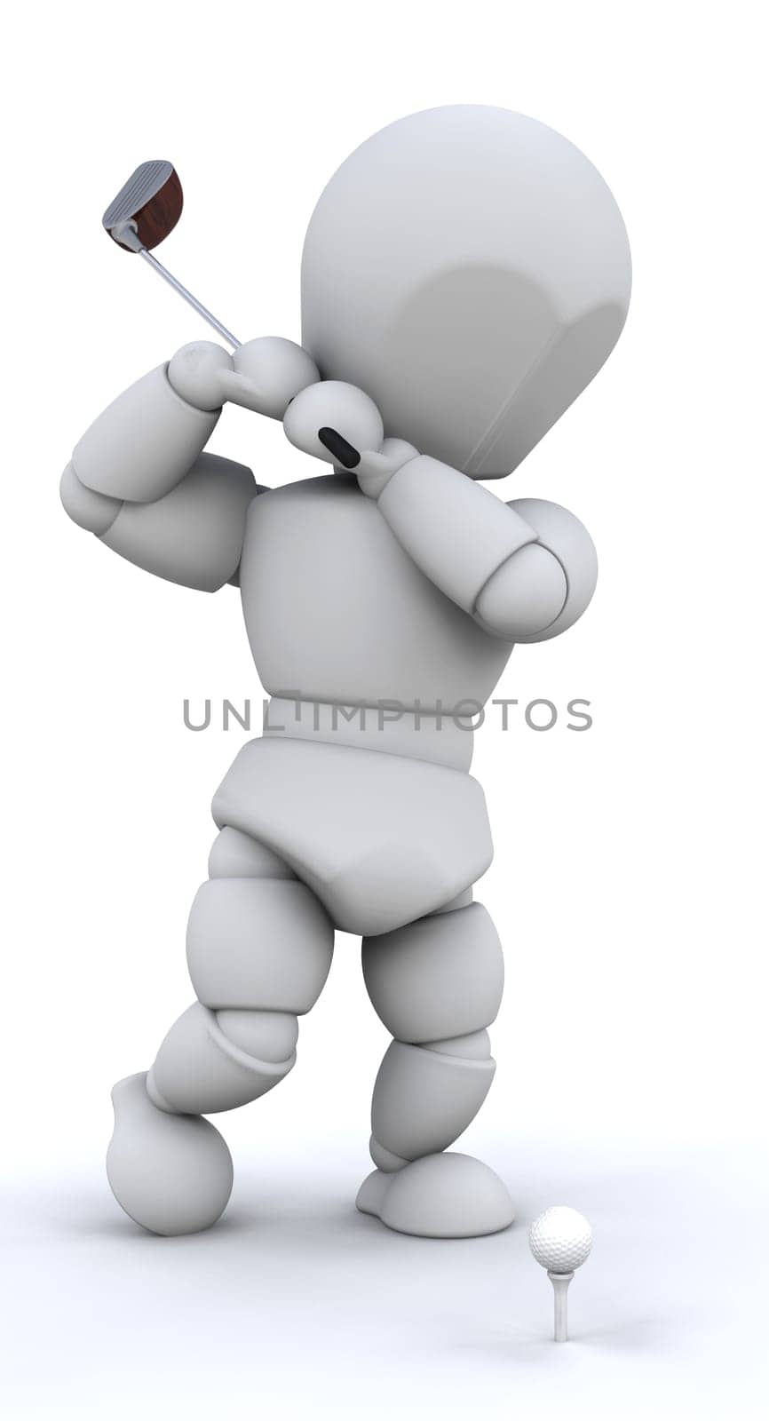 3d render of a person driving a golf ball from the tee