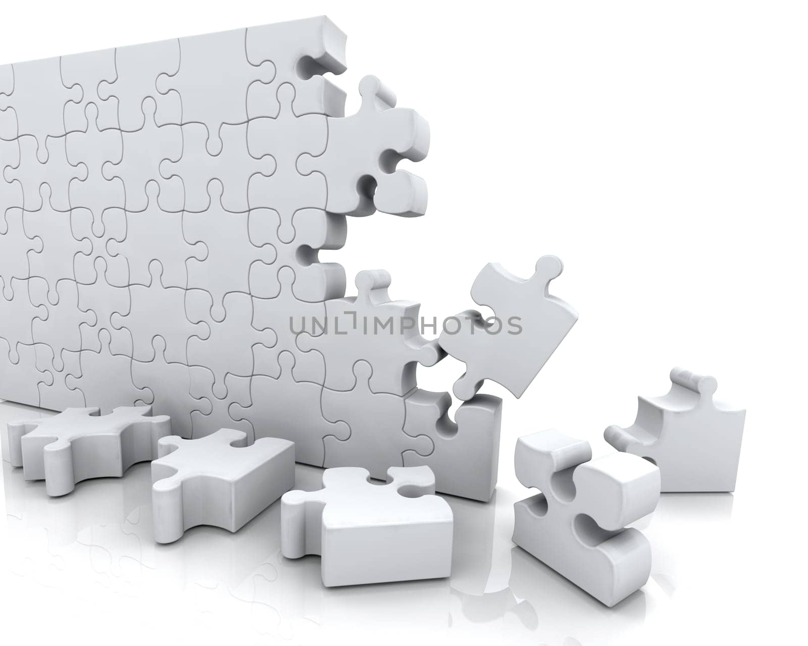 3D RENDER OF JIGSAW PUZZLE