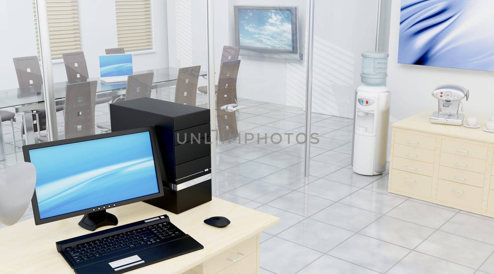 3D render of a conference room interior