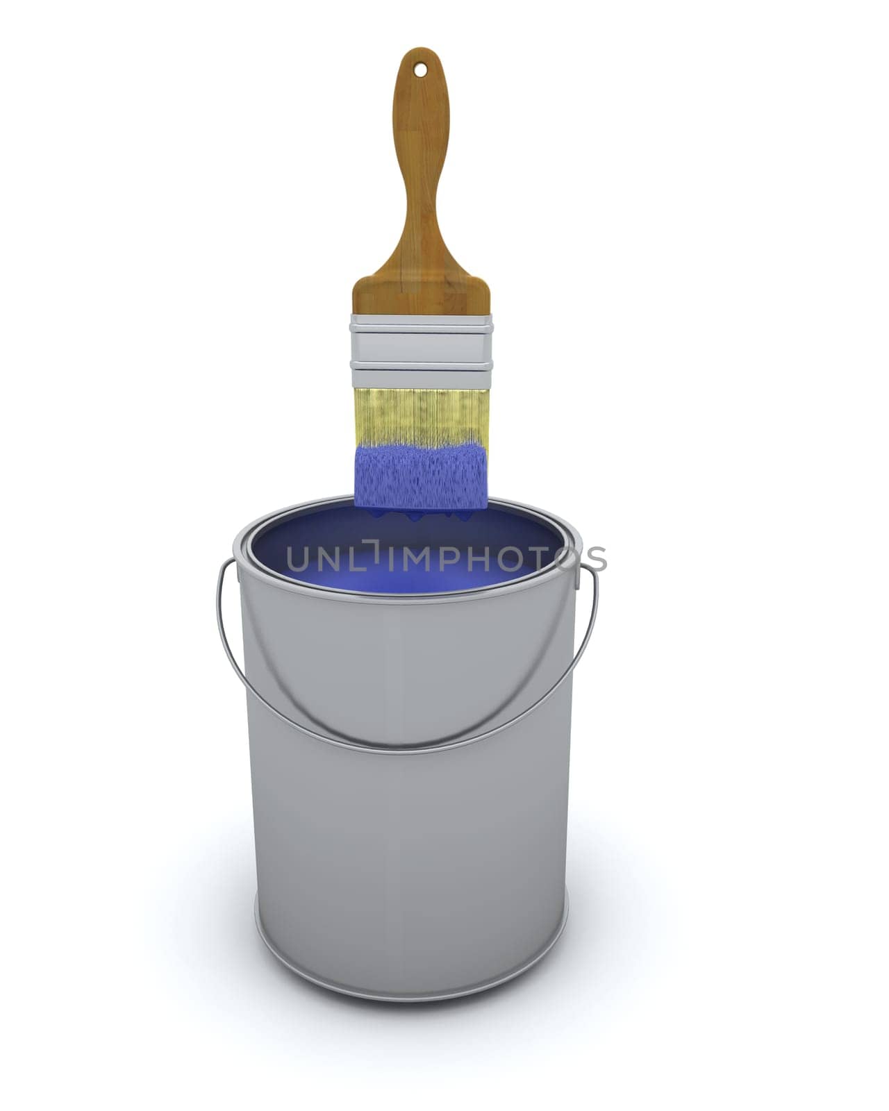 3d render of a paint brush and can isolated on white