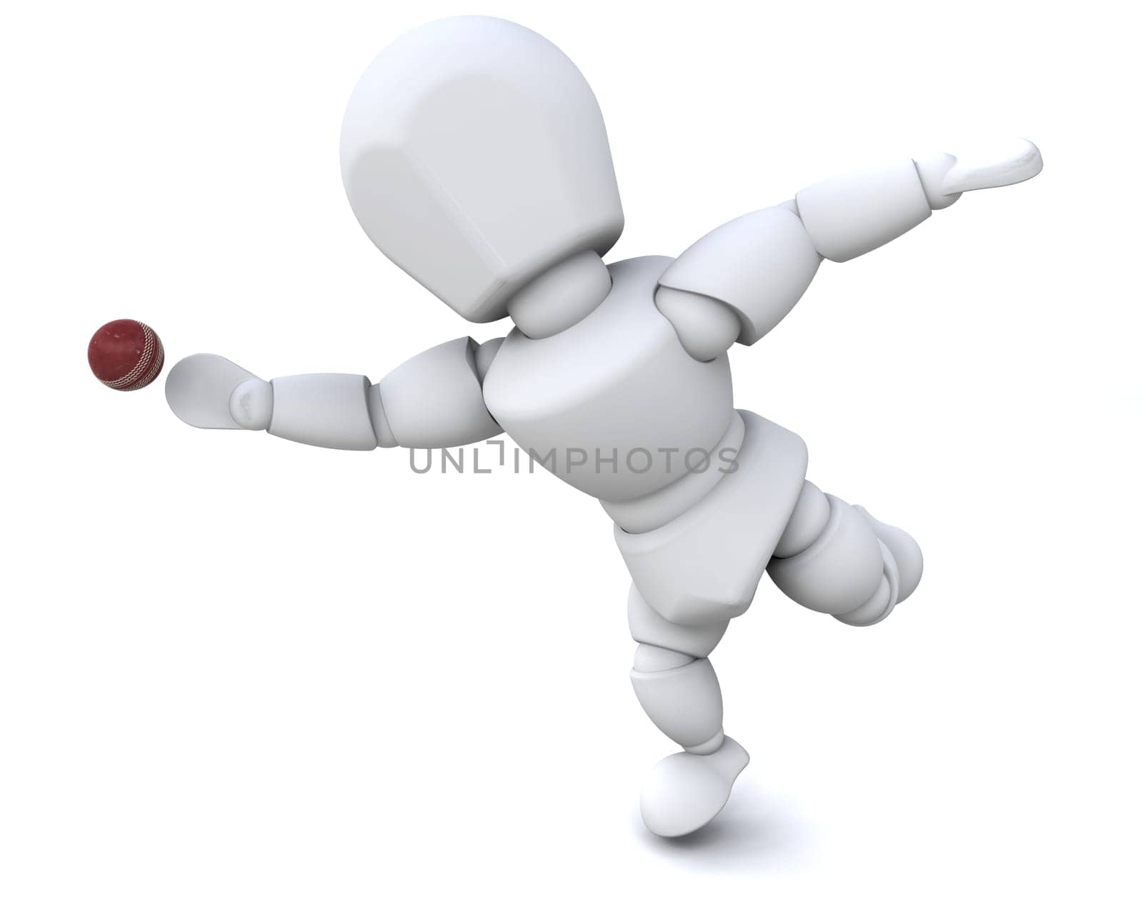 3d render of a man playing cricket