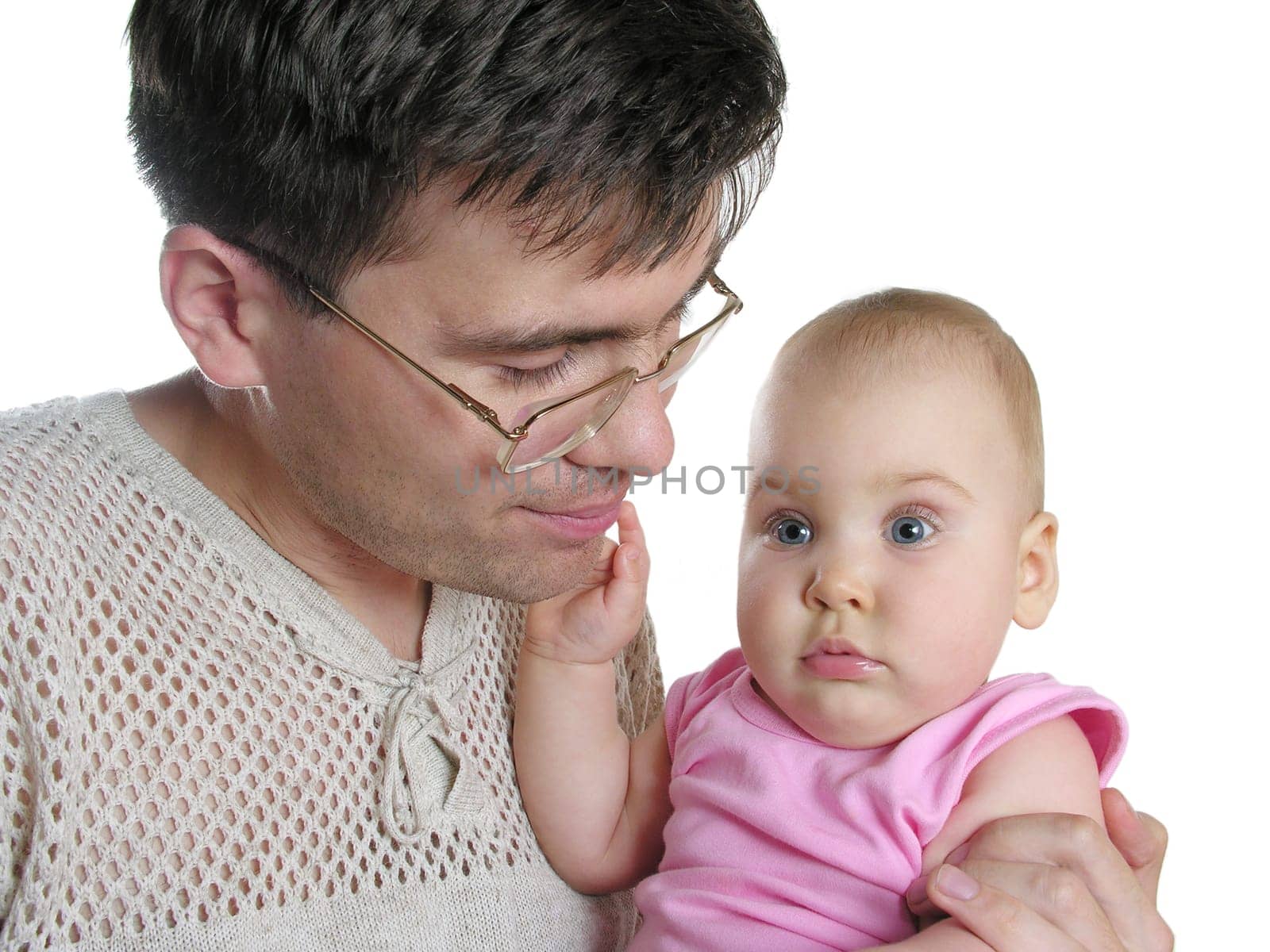 father with baby isolated