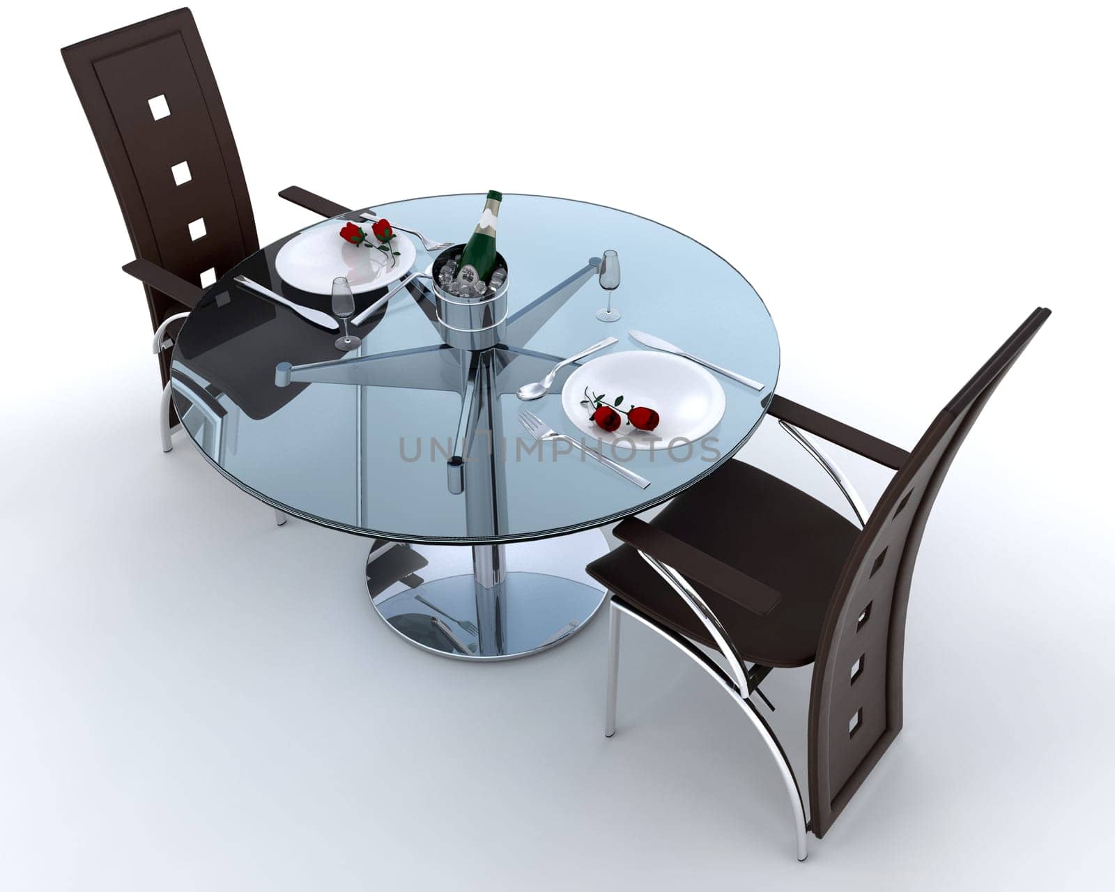 Romantic dinner setting for two