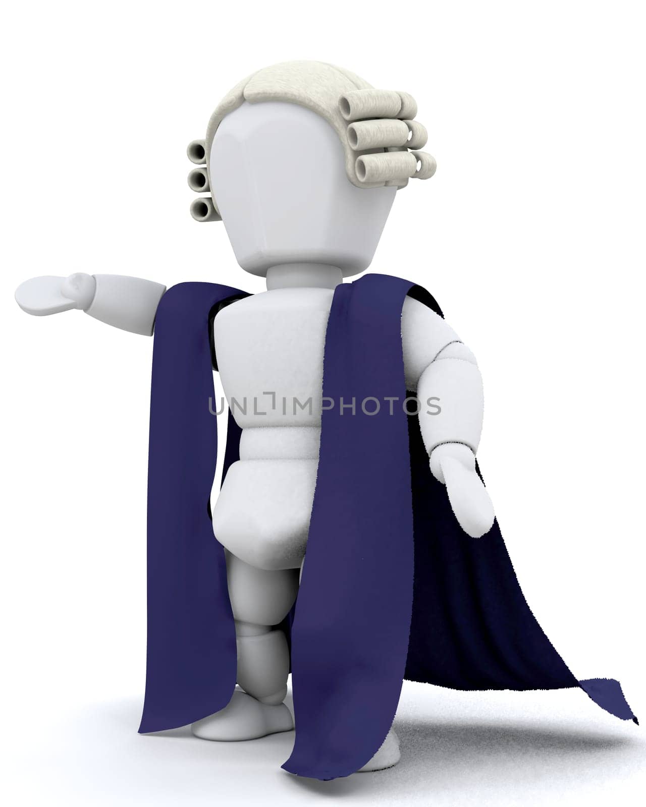 3d render of a lawyer pointing addressing the court