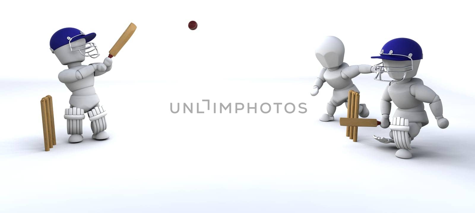 3d render of men playing cricket