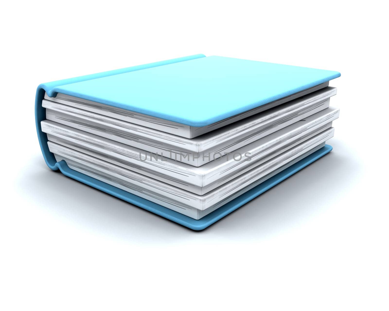 3d charicature render of a single book on white