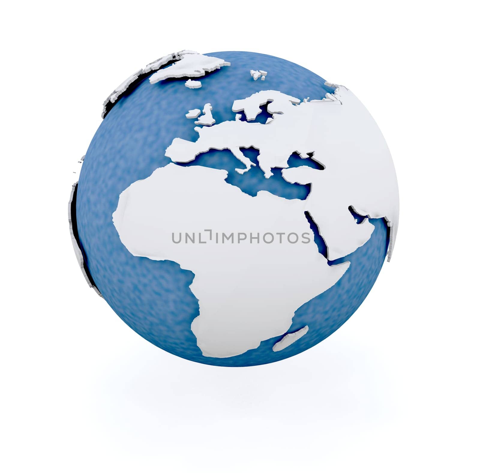 3D render of a globe showing Europe and Africa