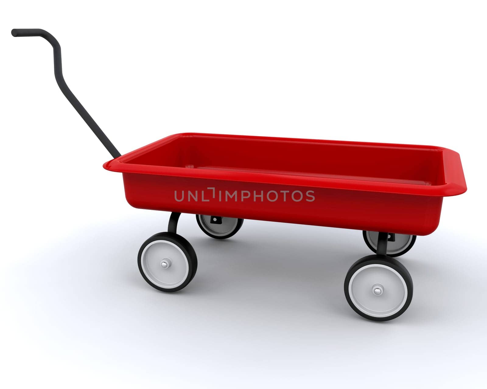 3D Red wagon isolated over a white background