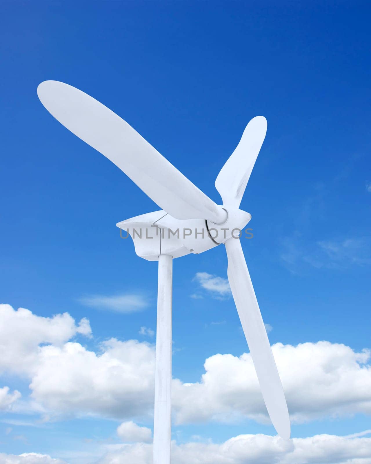 3d render of wind farm turbine and clouds