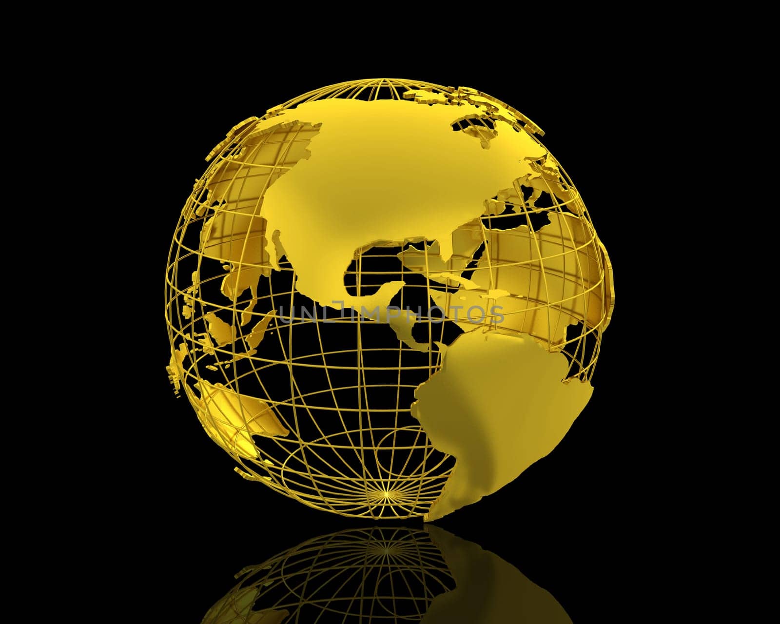 3D World map isolated over a black background