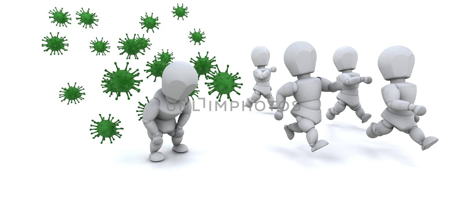3d render of men surrounded by bacteria